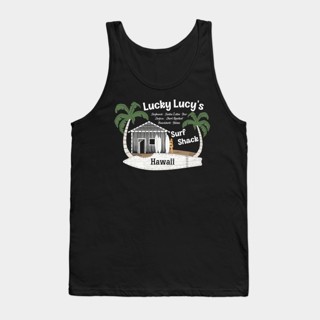 Lucky Lucy's Surf Shack Surfer Tank Top by SunGraphicsLab
